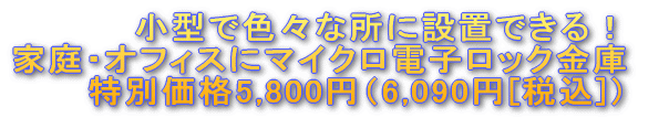 小型で色々な所に設置できる マイクロ電子ロック金庫！ 特別価格5,800円（6,090円[税込]）