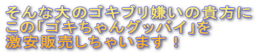 そんな大のゴキブリ嫌いの貴方にこの「ゴキちゃんグッバイ」を 激安販売しちゃいます！